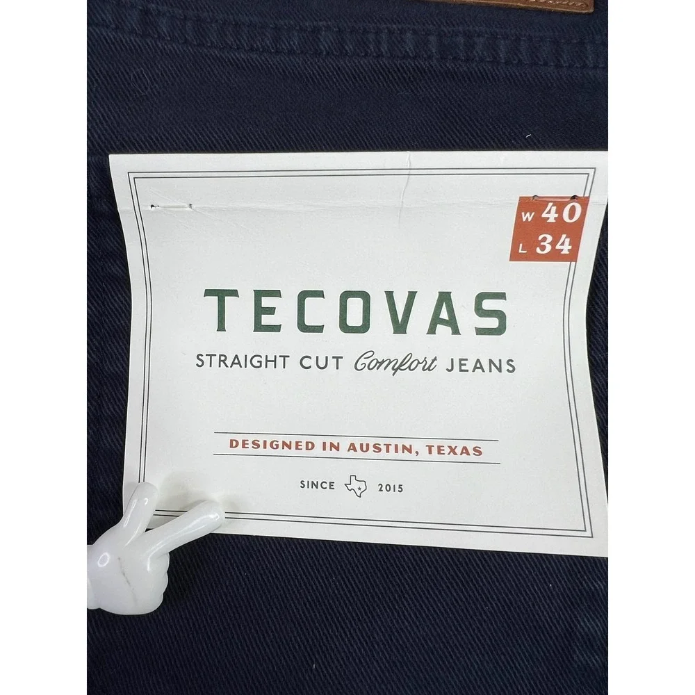 Tecovas Straight Cut Comfort Jeans Mens 40x34 Blue Straight Stretch Denim NEW